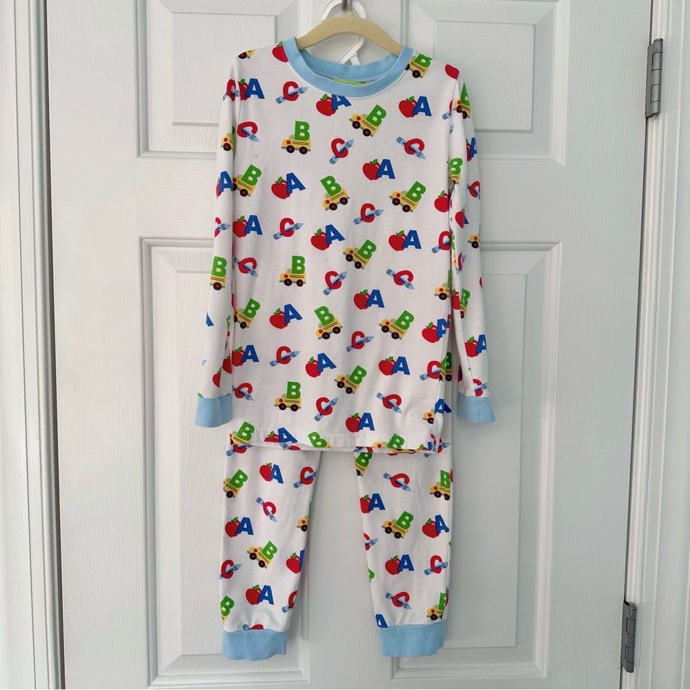 Classic Whimsy Kids School Alphabet Pajama Set ABC Bus Fall Shirt Pants Boy Sz 8